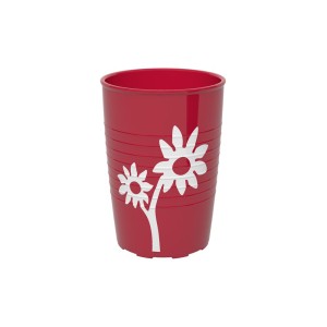 Beker anti slip SAN - 250cc - Rood met witte bloem