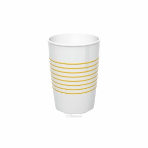 Beker anti slip SAN - 250cc - Wit met gele ringen