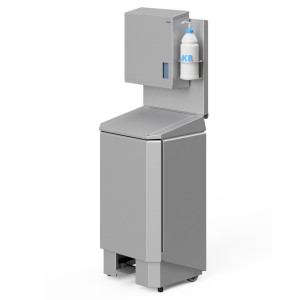 Desinfectie afvalbak unit RVS met handdoekdispenser en flaconhouder